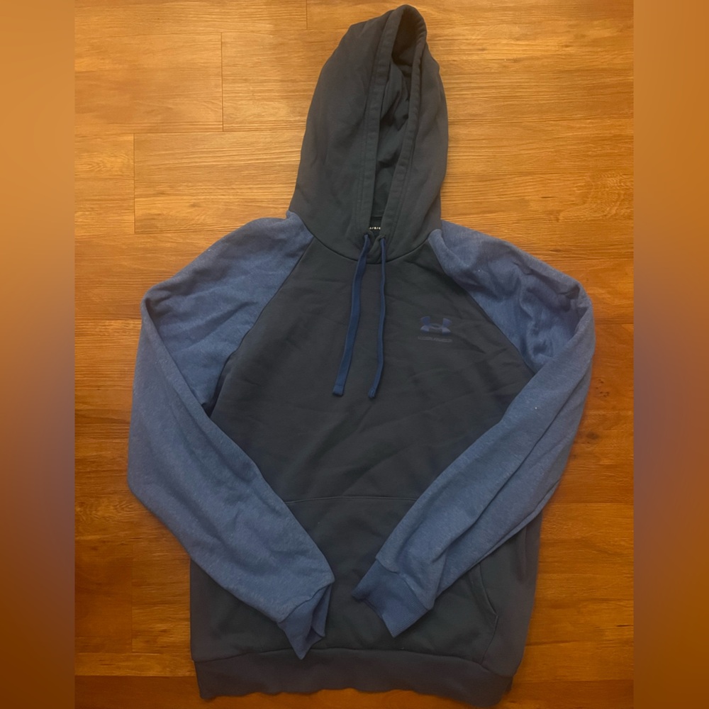 Under Armour Hoodie Adult L Blue UA Rival Fleece Colorblock Sweatshirt Mens